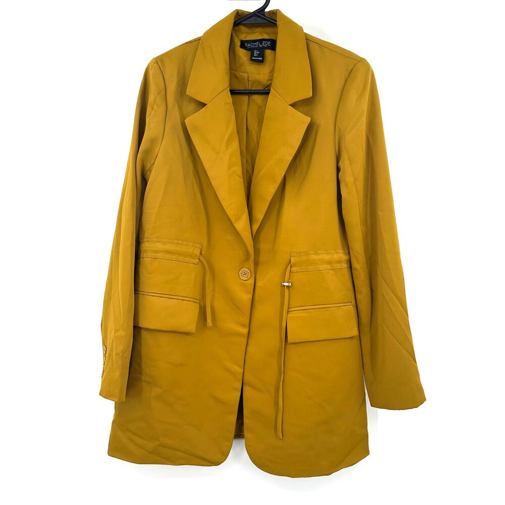 Rachel Zoe Size Small‎ Long Line Coat Jacket Anorak Style Yellow Gold Pockets